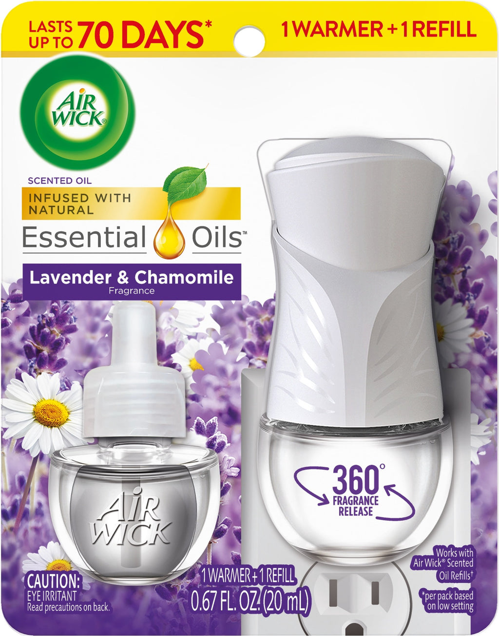 (2 Pack)  Plug-In Scented Oil Warmer Starter Kit, Lavender and Chamomile, 2 Piece