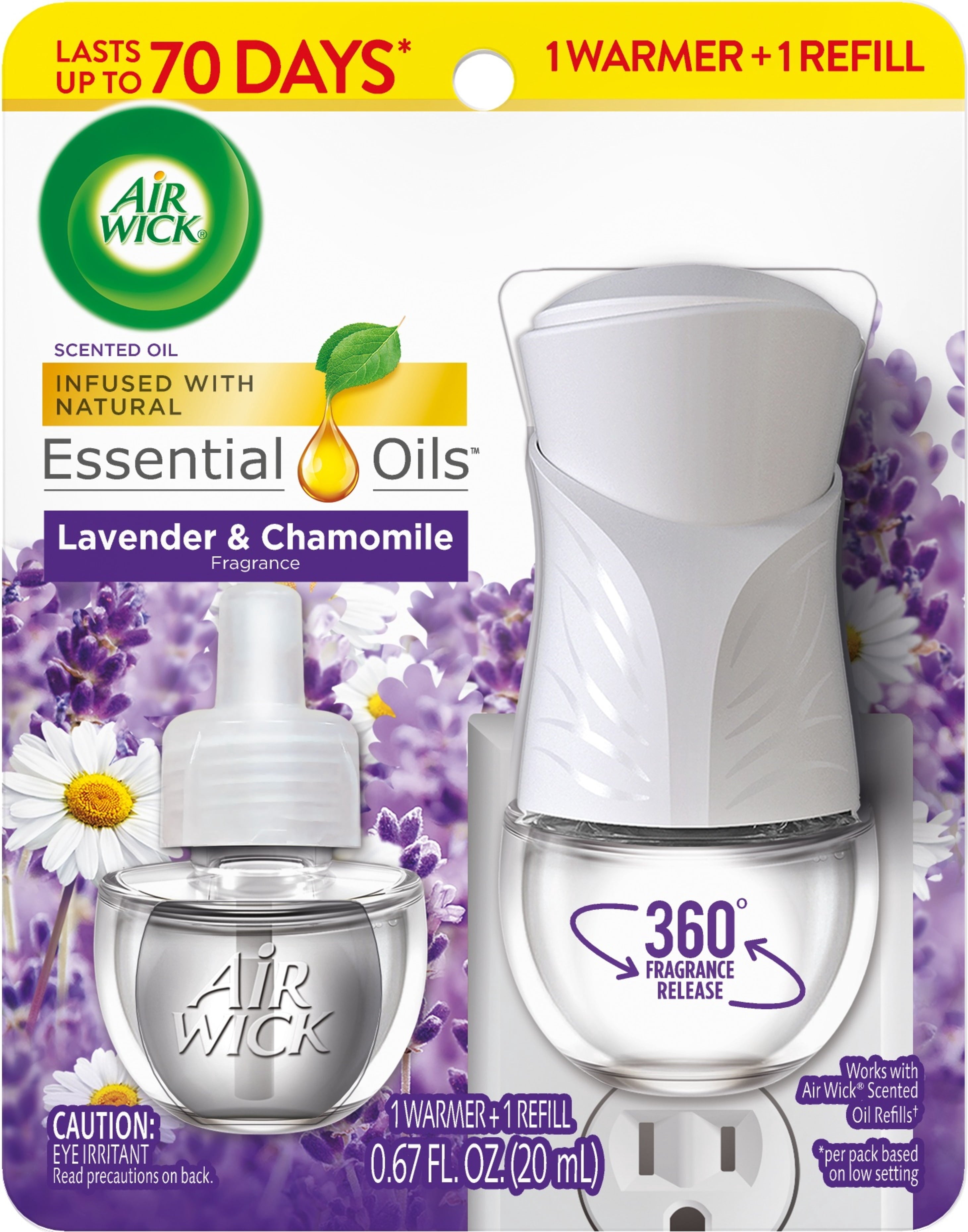 (2 Pack)  Plug-In Scented Oil Warmer Starter Kit, Lavender and Chamomile, 2 Piece