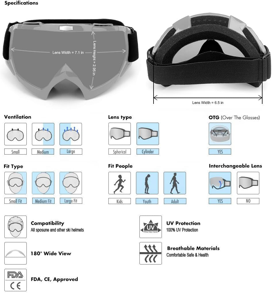 Motocross Dirt Bike Motorcycle Goggles for Youth and Adult | UV400 Windproof Dustproof,Offroad ATV MX General Riding Goggles,With Adjustable Strap