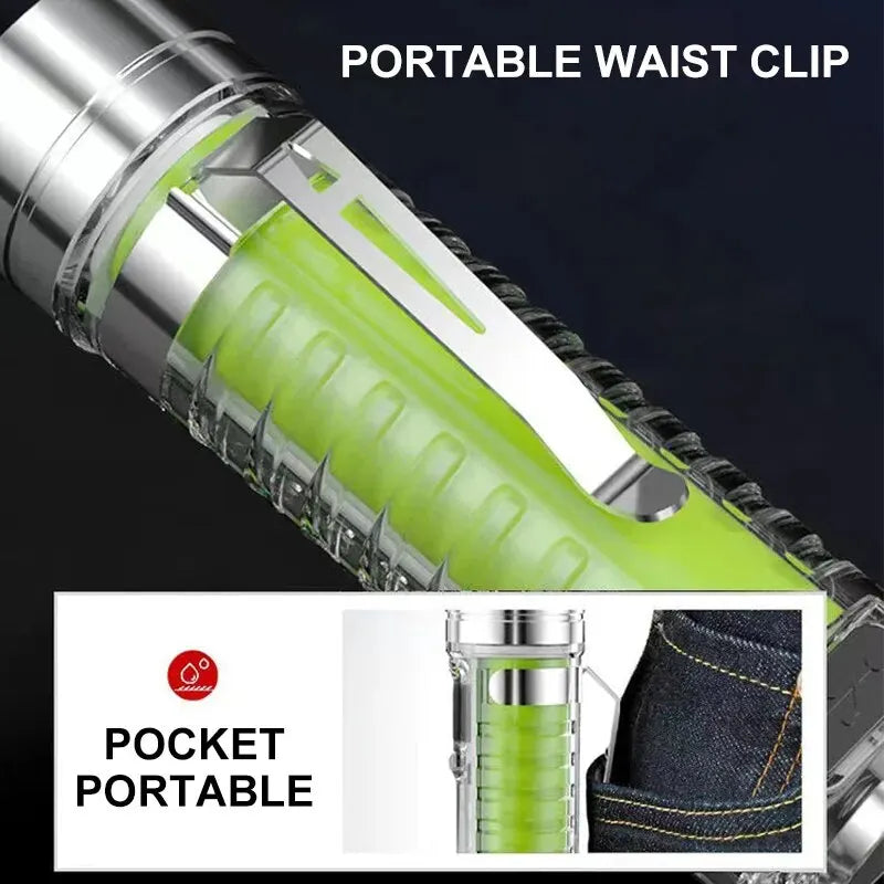Mini Keychain Flashlight Type C Fast Charging Multi-Function Retractable Waterproof Fluorescent Magnetic Warning Camping Flashli