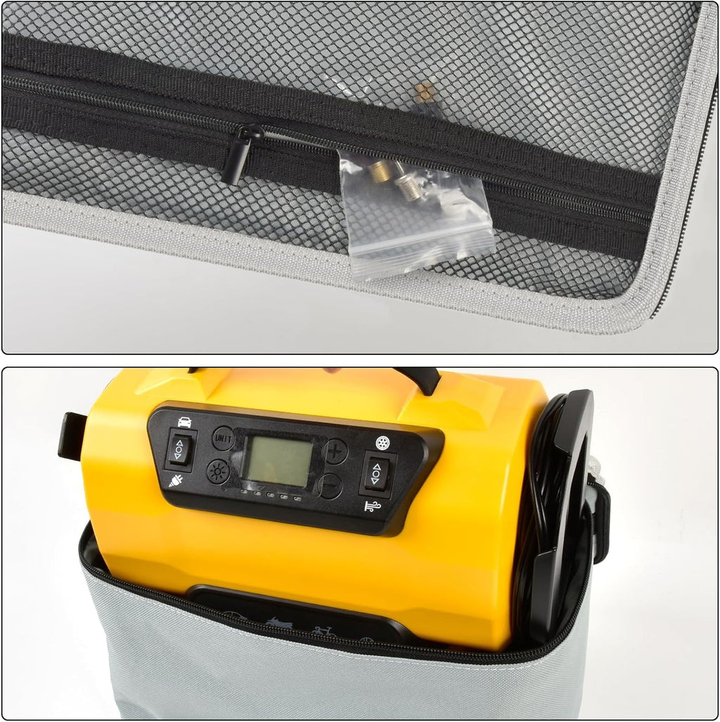 Air Compressor Storage Bag Compatible with Astroai Tire Inflator for Car Tire Pump 150PSI 12V DC/110V AC, Air Pump Carrying Case Holder for Extension Cord and Batteries (Box Only) - Grey