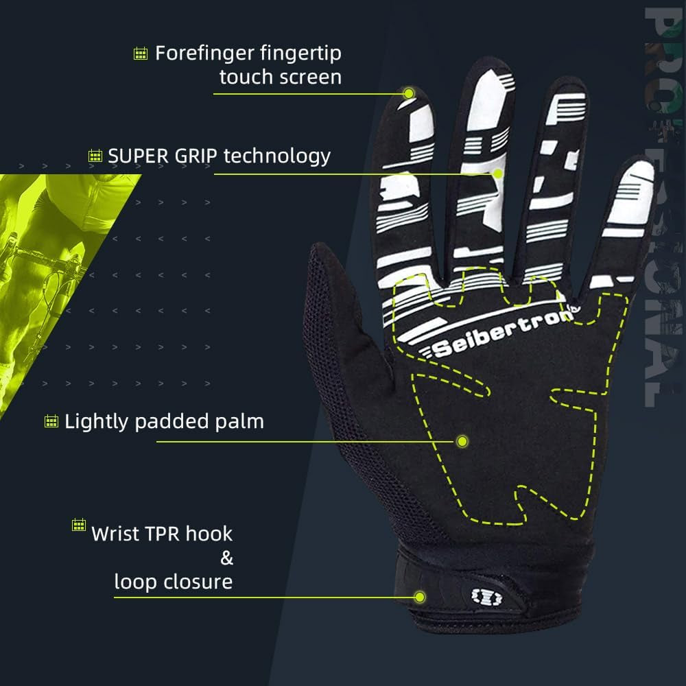 Unisex BMX MX ATV MTB Racing Mountain Bike Bicycle Cycling Off-Road/Dirt Bike Gloves Road Racing Motorcycle Motocross Sports Gloves Touch Recognition Full Finger Glove