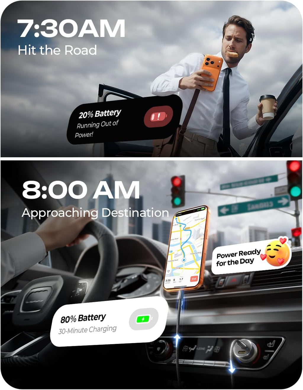 67.5W [Mini&Metal] Cigarette Lighter Adapter Car Charger USB C Fast Charging, PD&QC Cigarette Lighter USB Charger 12V Outlet Plug Socket for Iphone 17 16 15 14 Pro Max, Samsung S26 S25