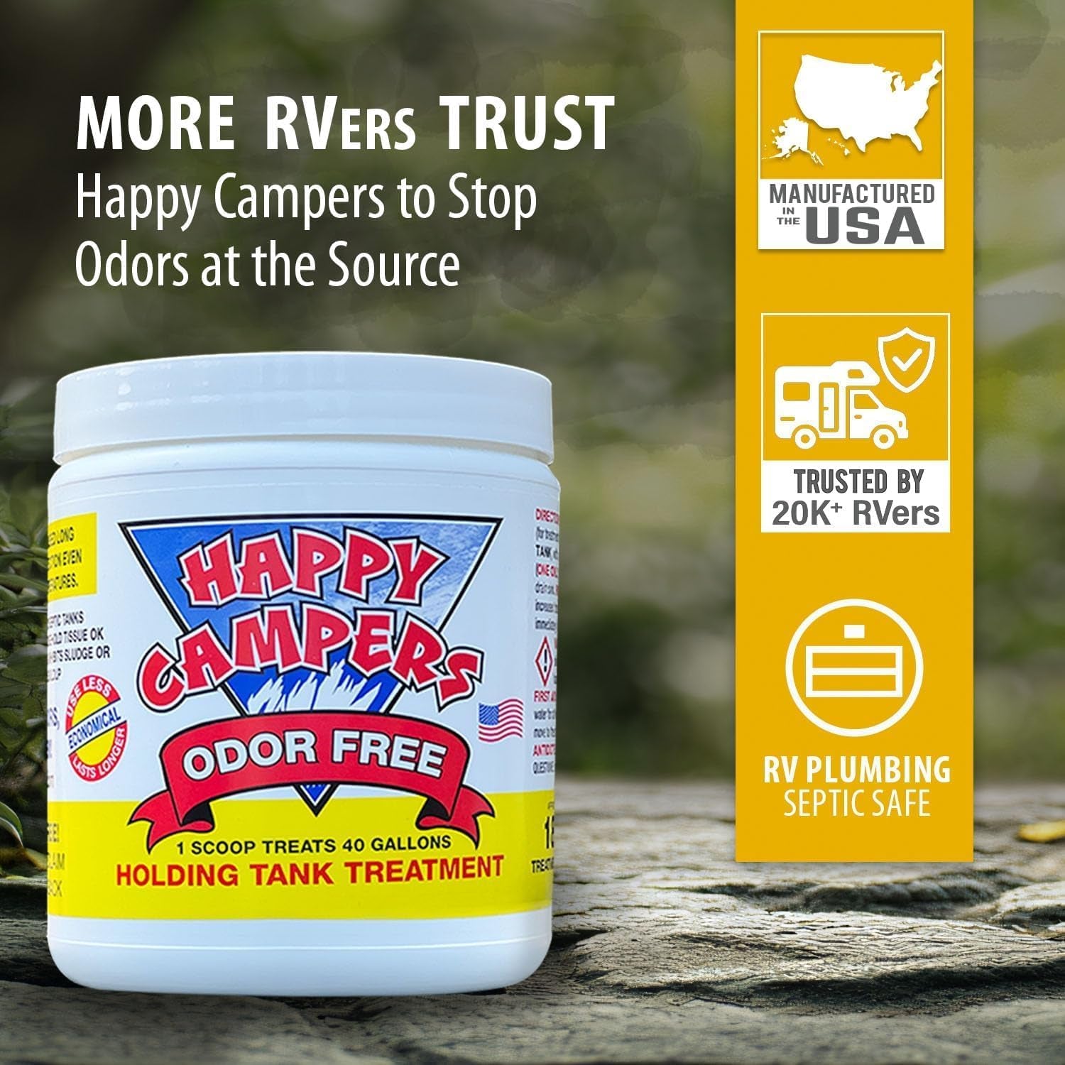 RV Toilet Treatment & Holding Tank Treatment - Controls Odors, Helps Prevent Clogs, Buildup & Sensor Issues in RV Black & Gray Tanks – Supports Reliable Dumping (18 Treatments)