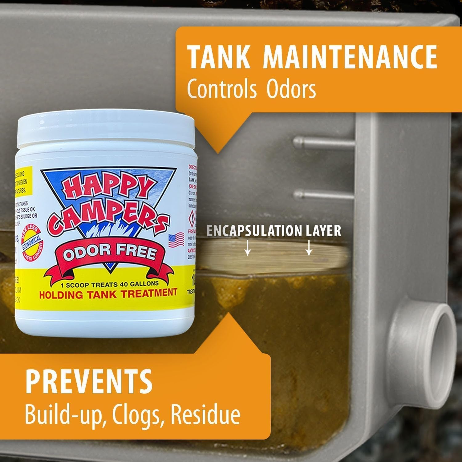 RV Toilet Treatment & Holding Tank Treatment - Controls Odors, Helps Prevent Clogs, Buildup & Sensor Issues in RV Black & Gray Tanks – Supports Reliable Dumping (18 Treatments)