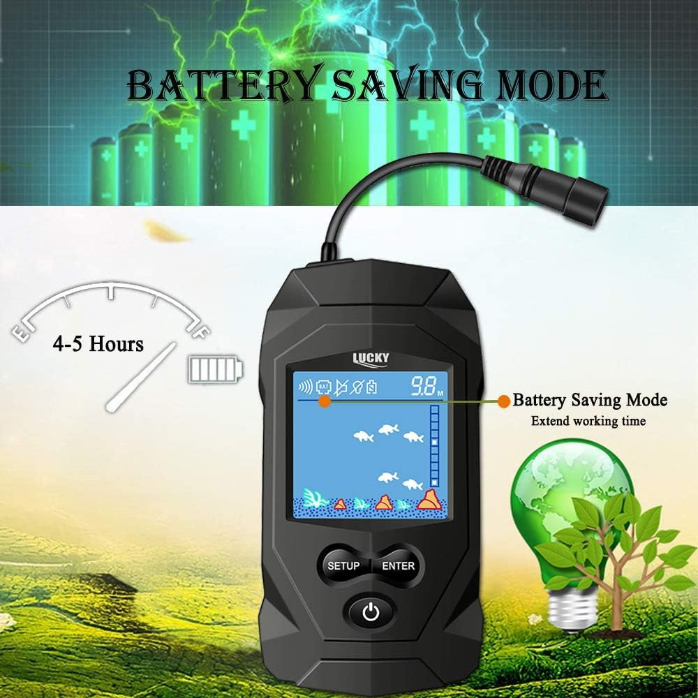 Portable Fish Finders Wired Transducer Kayak Fish Finder Kit Portable Depth Finder LCD Display for Kayak Boat Ice Fishing